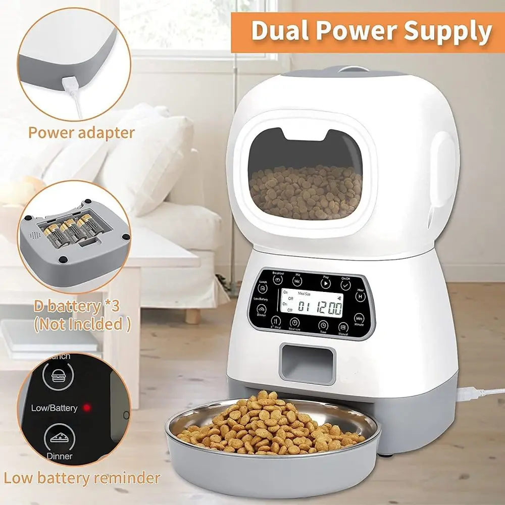 

Pet Automatic Feeder 3.5L Wifi App Intelligent Cat Food Dispenser With Stainless Steel Bowl Granary For Dog Programmable Timer