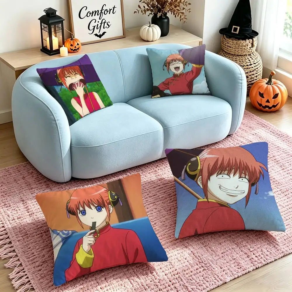 Anime G-Gintama K-kagura  Square Double-Sided printed Pillow Case Bedroom Bedside Pillow Sofa Cushion Cover