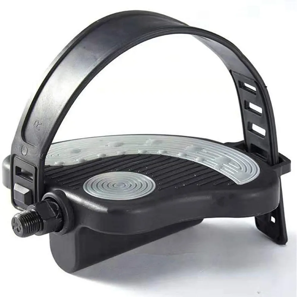 

1 Pair 9/16" Thread Exercise Bike Pedals with Toe Clips Non Slip Indoor Bike Pedals Easy Installation Stable Spin Bike Pedals