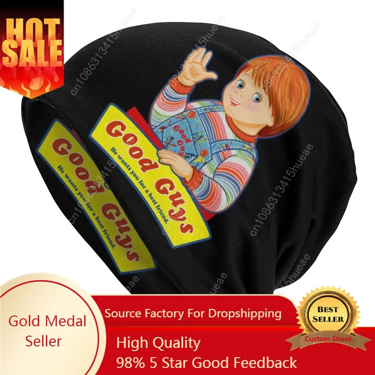 

Good Guys Chucky Art Unisex Slouchy Beanie Hat Women Men Child's Play Doll Hip Hop Knit Skullies Beanies Cap for Winter Ski