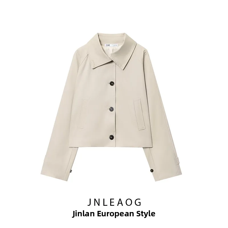 

JNLEAOG осенняя новая женская модная дизайнерская водонепроницаемая ветровка для поездок на работу Sle Long Sve с застежкой на одной пуговице из полиэстера...
