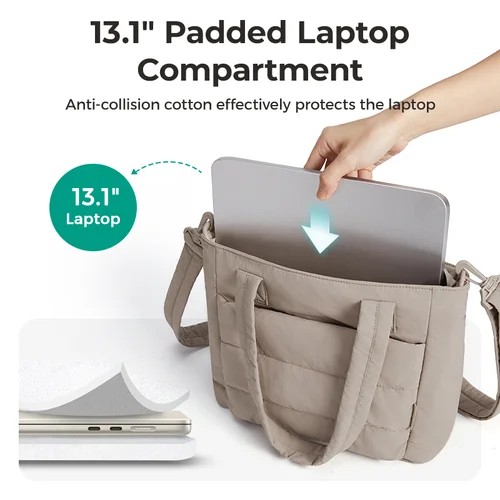 Imagen 2 del producto BAGSMART Bolso de mano para mujer, bolso de hombro acolchado, bolso cruzado universitario para estudiantes de gran capacidad, bolso informal para exteriores