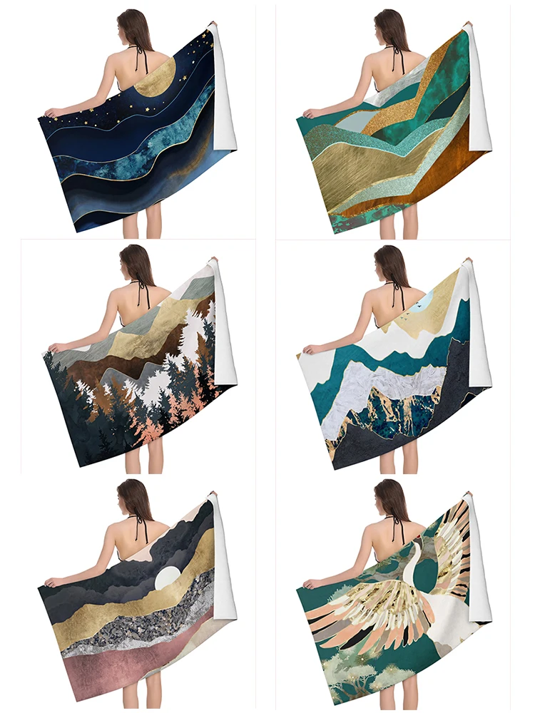 Home bath towels for the body towels bathroom quick drying microfiber beach Oil painting style man large sports towel aaaa