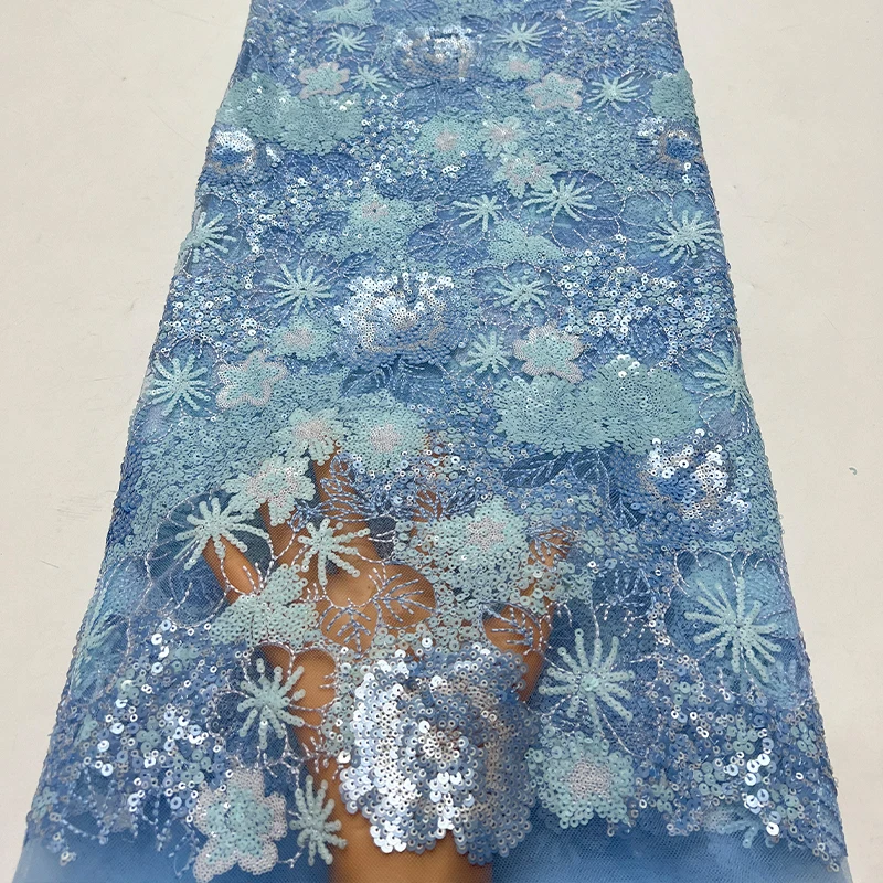 نسيج شبكي فرنسي فاخر، فستان قماش دانتيل مطرز أفريقي عالي الجودة ملون صغير كثيف ومطرز بالترتر