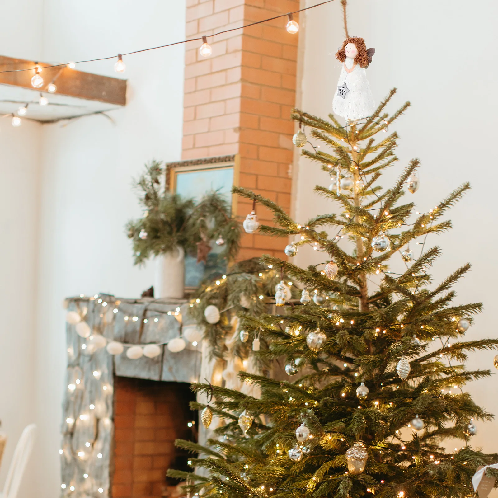 1 pieza de copa de árbol de Navidad de Ángel, adorno de adorno de árbol de 8,66 pulgadas para decoración de Navidad, suministros de decoración del hogar para fiestas y festivales