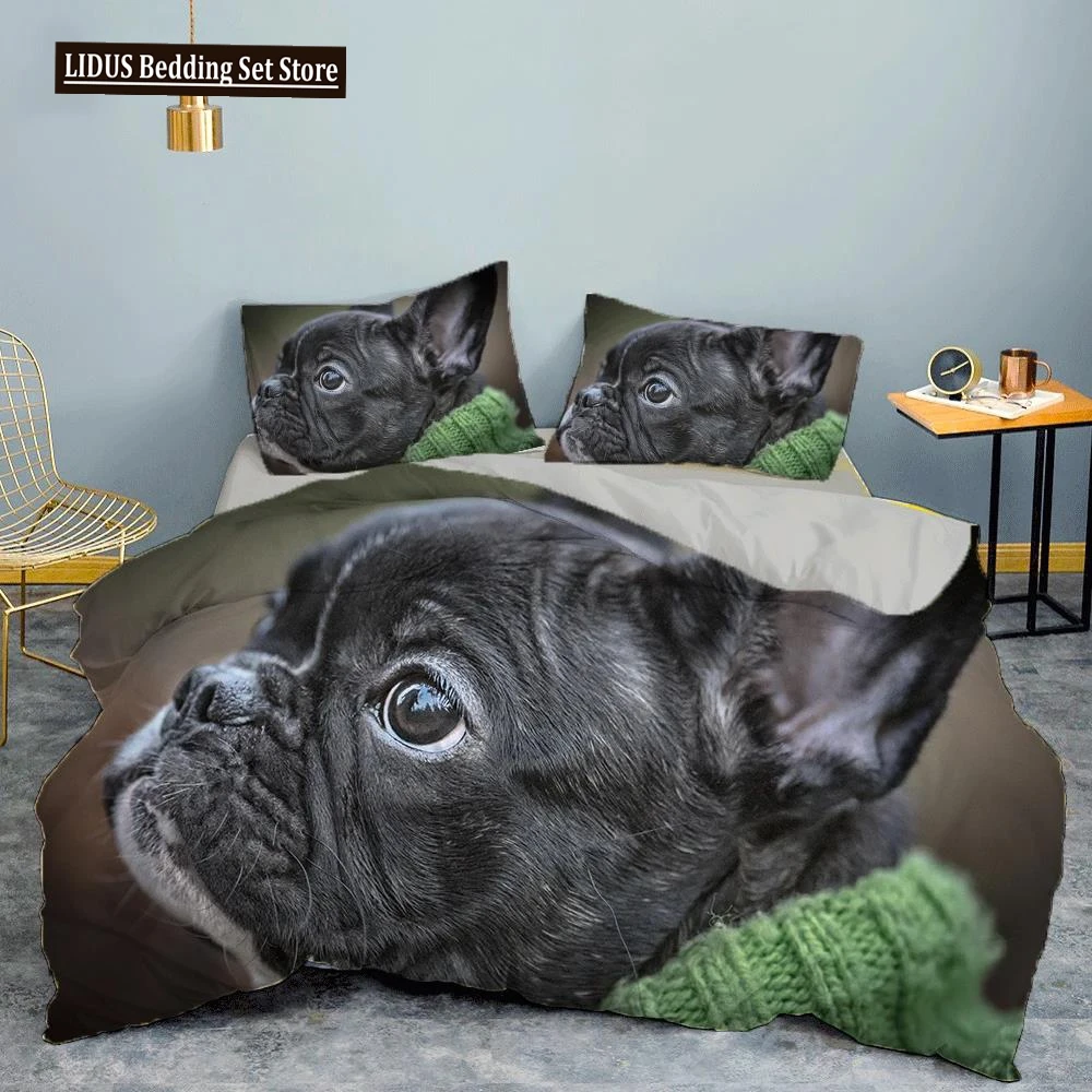 

French Bulldog Printing Children Kids Bedding Sets Polyester Duvet Cover Pillowcase Queen King Size Cute Pet Puppy Quilt Cover