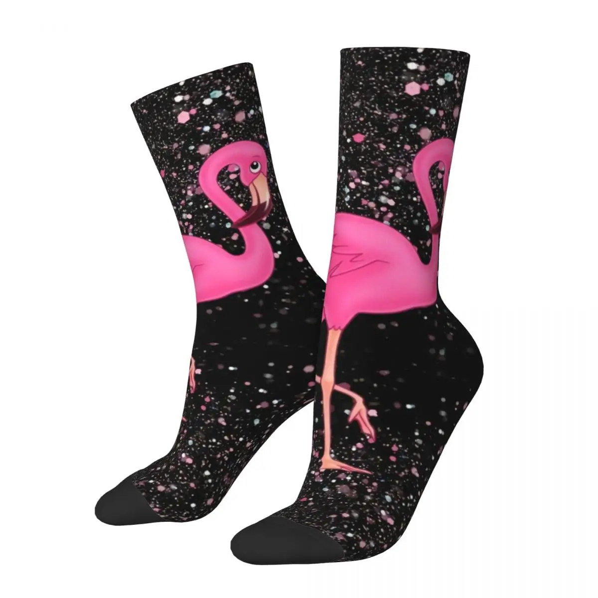 Flamingos Shining Men Women Socks Windproof Novelty Spring Summer Autumn Winter Stockings Gift