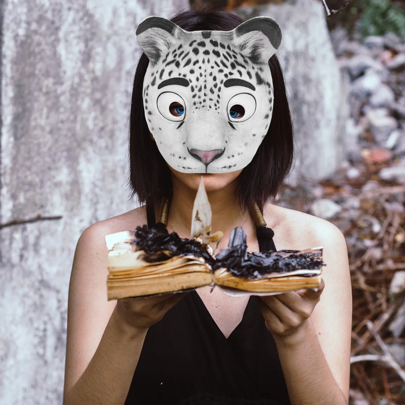 2 stuks dierengezichtsmaskers Halloween bedrukte tijger sneeuwluipaard cosplay party carnaval masker voor kinderen volwassenen kostuum