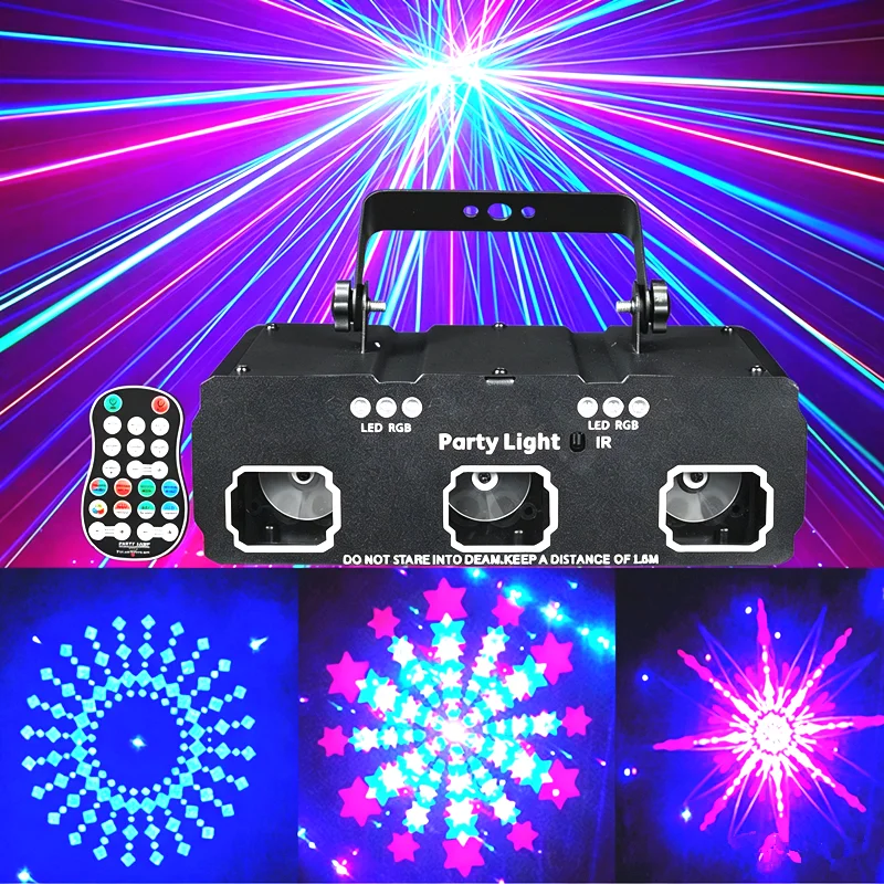 Party Lights, DJ Disco Lights, Sound Activation and DMX Control, 3D Pattern Strobe Light Beams Effect, Decorative Atmosphere Lig