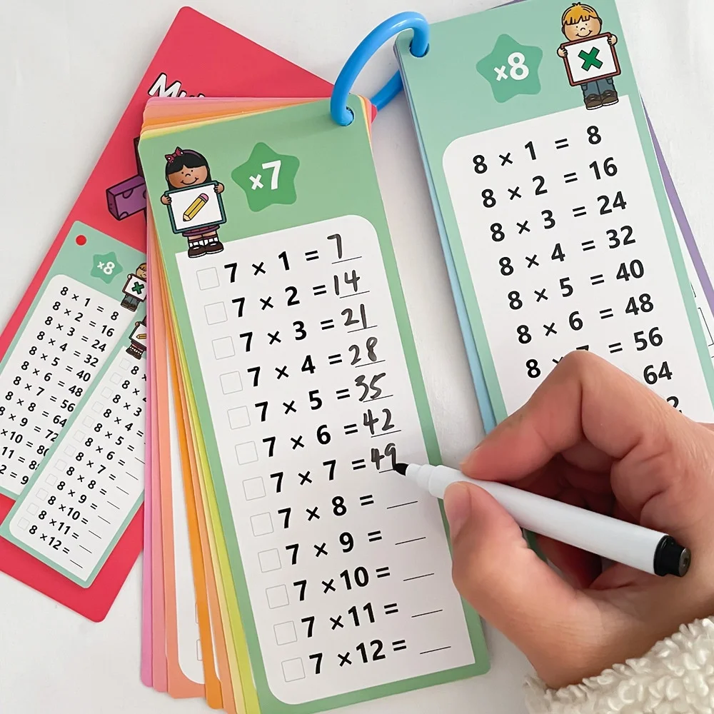 1-12 kart szkoleniowych z matematyki dodawanie odejmowanie mnożenie i dzielenie zabawki edukacyjne arytmetyka studencka z wymazywalnym długopisem