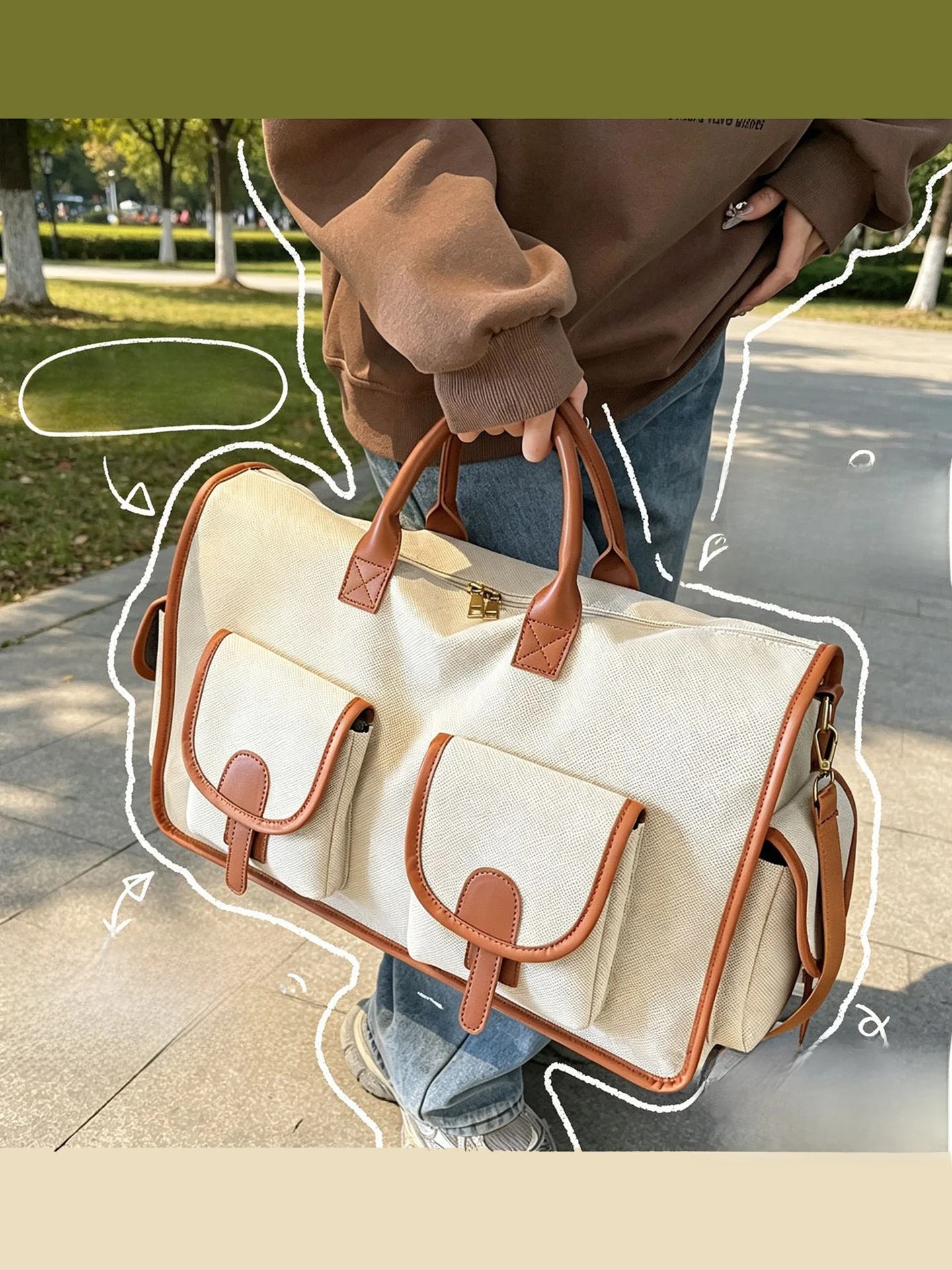 large-capacity-portable-short-trip-bag-women's-handbag-shoulder-bag-crossbody-bag-lightweight-travel-bag-for-young-adults