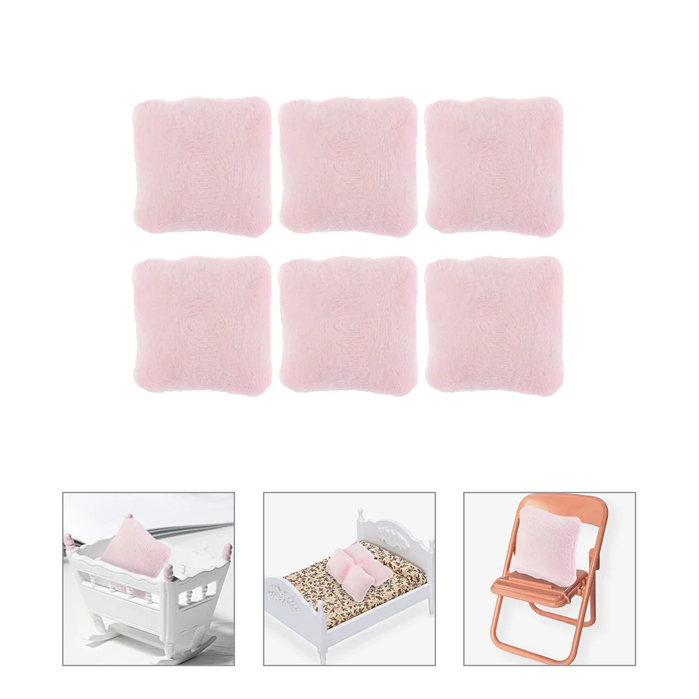 

Dollhouse Pillow Miniature Simulated Pink Plush Tiny Cushions Furniture Model Toy Sofa Bed Accessories