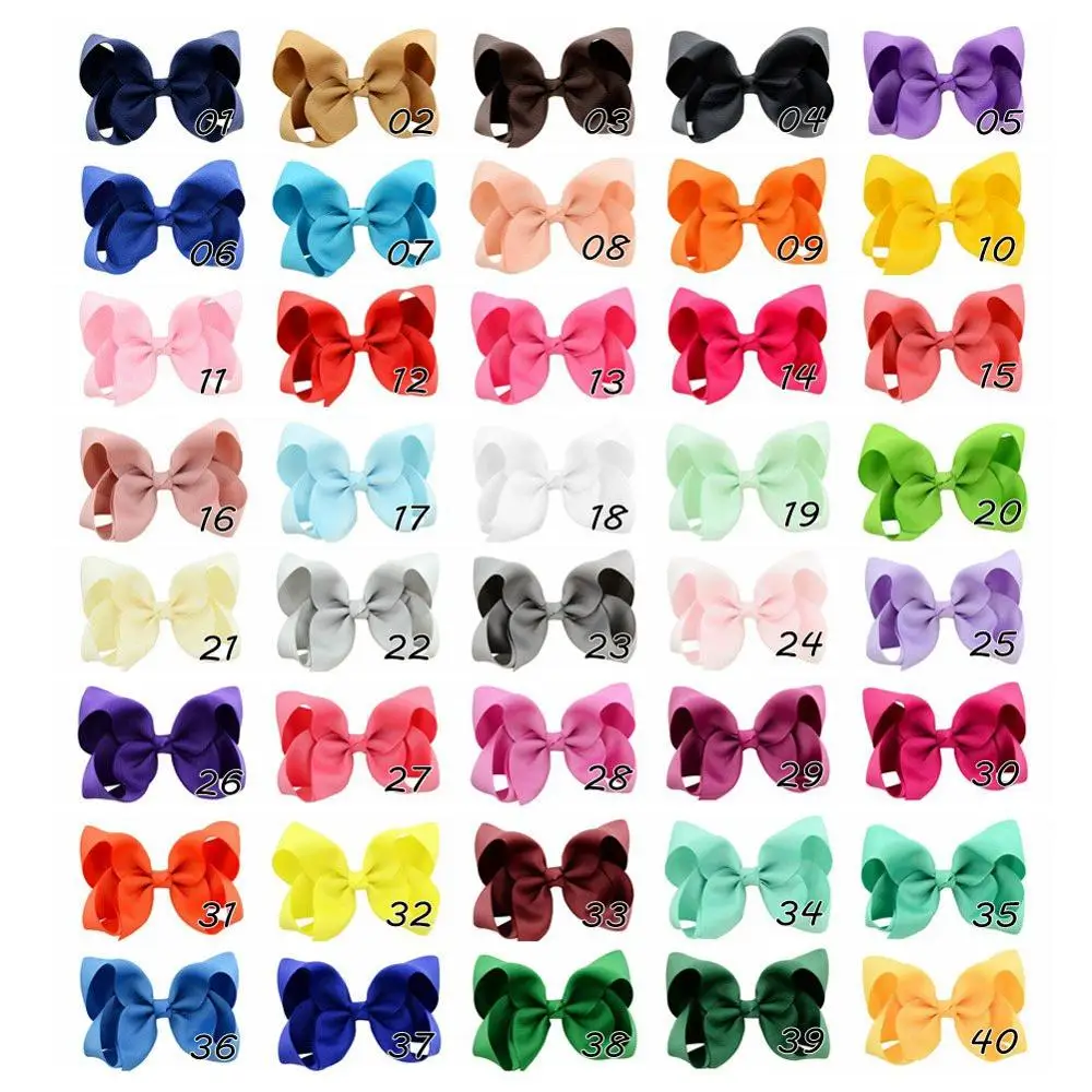 1Piece Solid Grosgrain Ribbon Hair Bows With Clip For Cute Girls Handmade Hair Clips Barrettes Hairpins Kids Hair Accessories