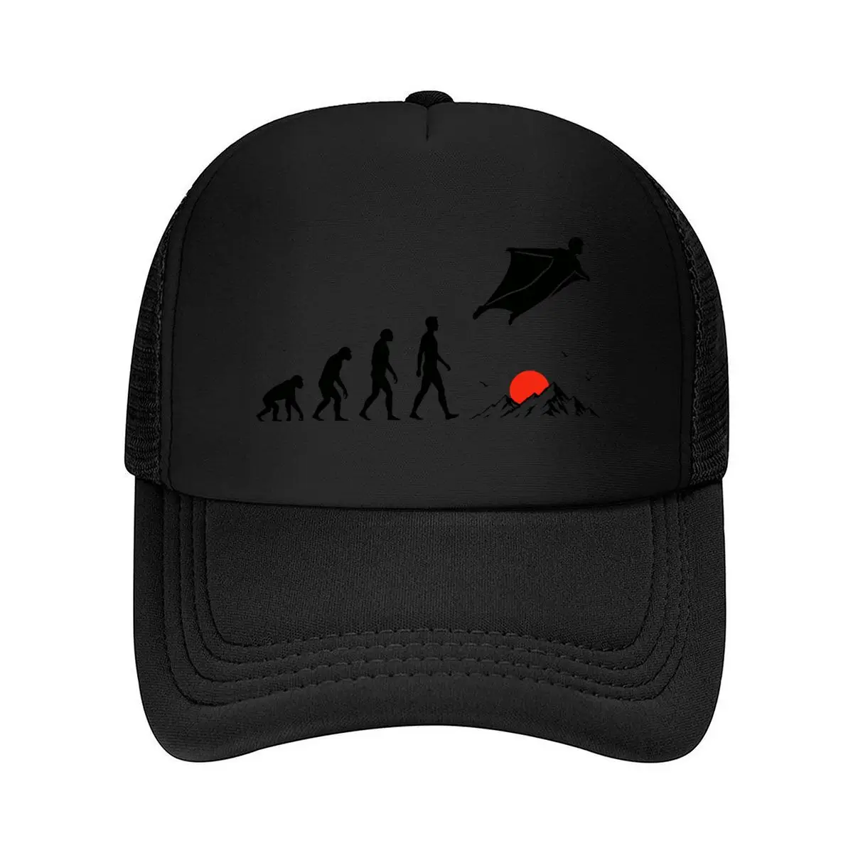 Casquette de baseball en maille pour femme, unisexe, avec motif « Evolution Of Man To Wingsuit Flight », style « Dad Hat » Hip Hop