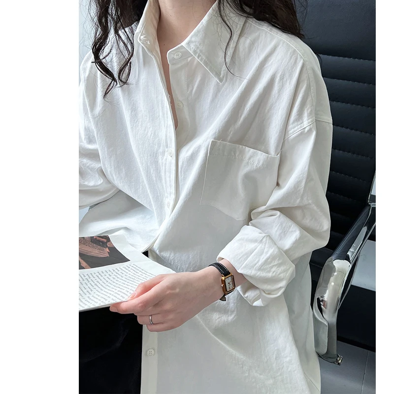 2024 Women Spring Blouses Long Sleeve 100% Cotton Womens Tops And Blouses Fashion White Shirt Blusas Roupa Feminina