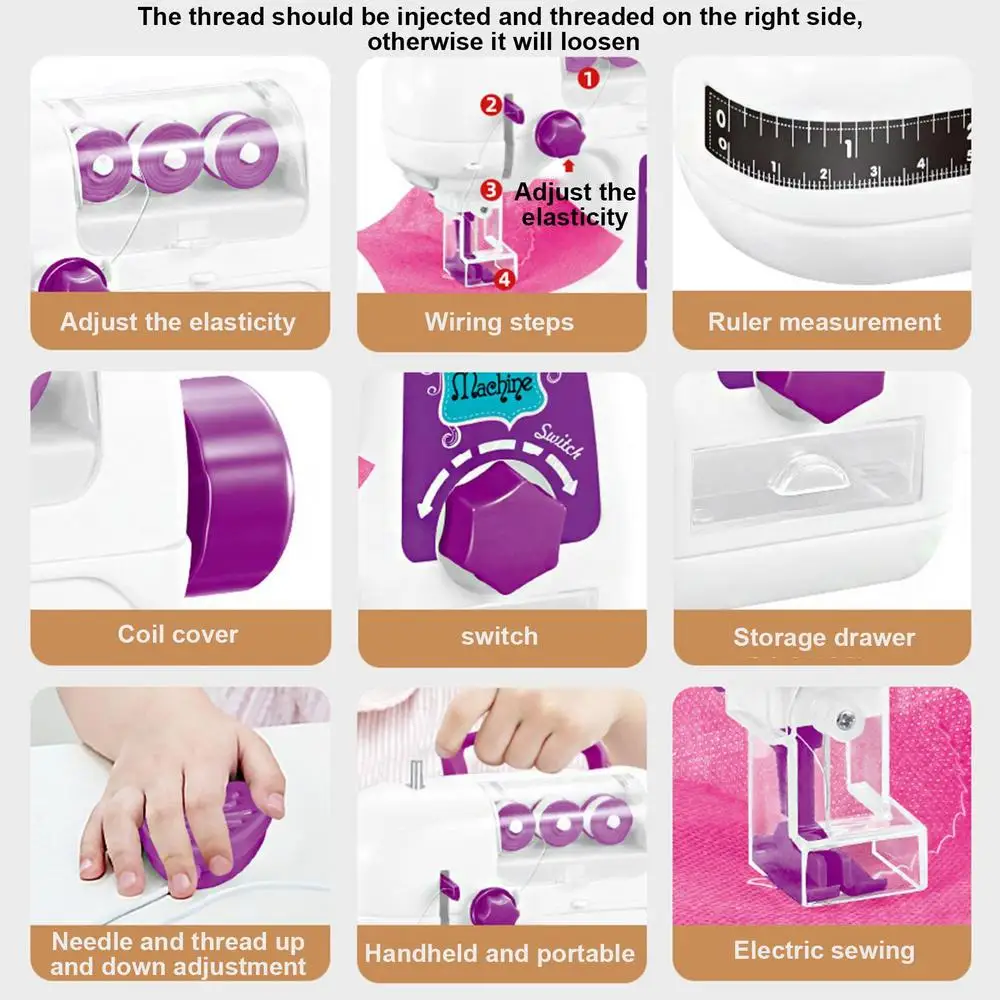 Portable Sewing Machine Travel Beginner Sewing Machines Portable Battery Powered Sewing Machine Pretend Play Arts For Kids