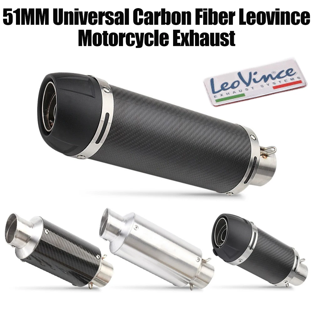 

51MM Universal Carbon Fiber Leovince Motorcycle Exhaust Muffler Escape Pipe For Kawasaki Honda Suzuki Yamaha Exhaust Accessories