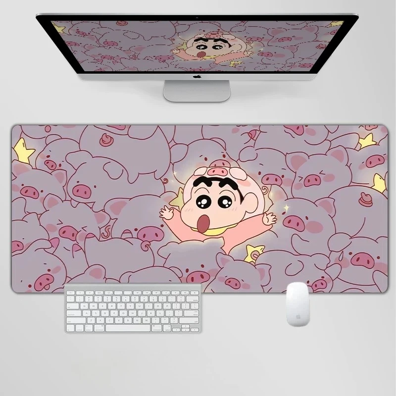 Extra-large Cute Cartoon Girls' Non-slip Desk Pad Dorm Computer Keyboard Pad High Definition Crayon Shin-chan Leather Mouse Pad