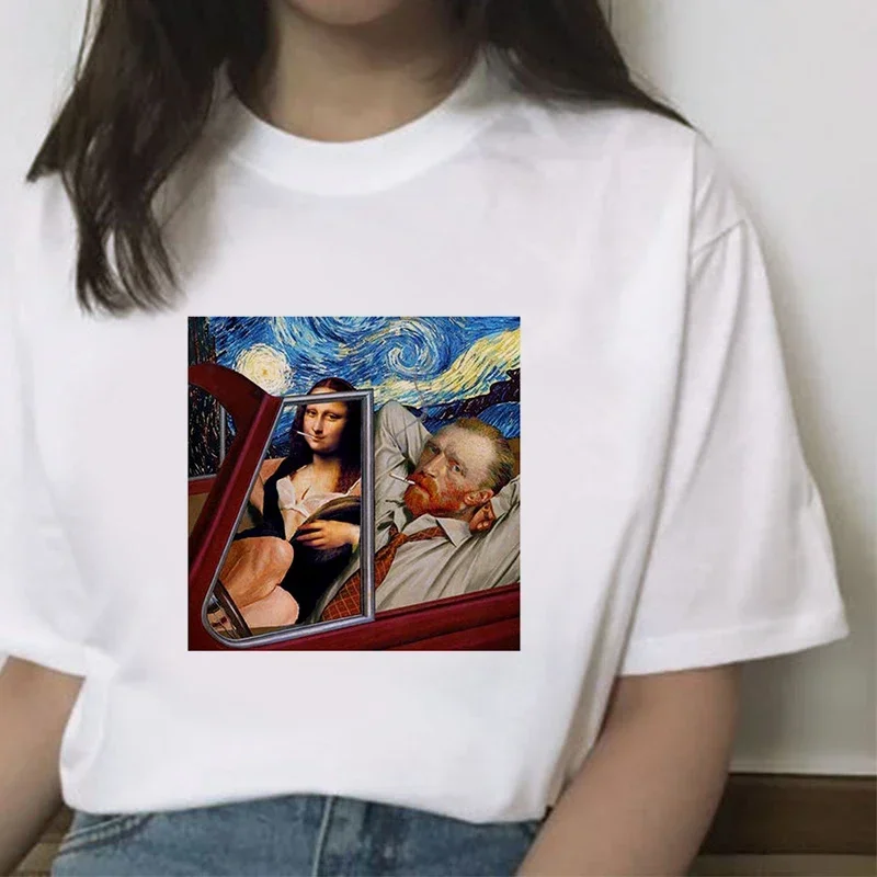 Women Tops Harajuku Female Clothes Camiseta Feminina Sunflower Printed Tshirt Van Gogh Art T Shirts Fashion Aesthetic Clothes