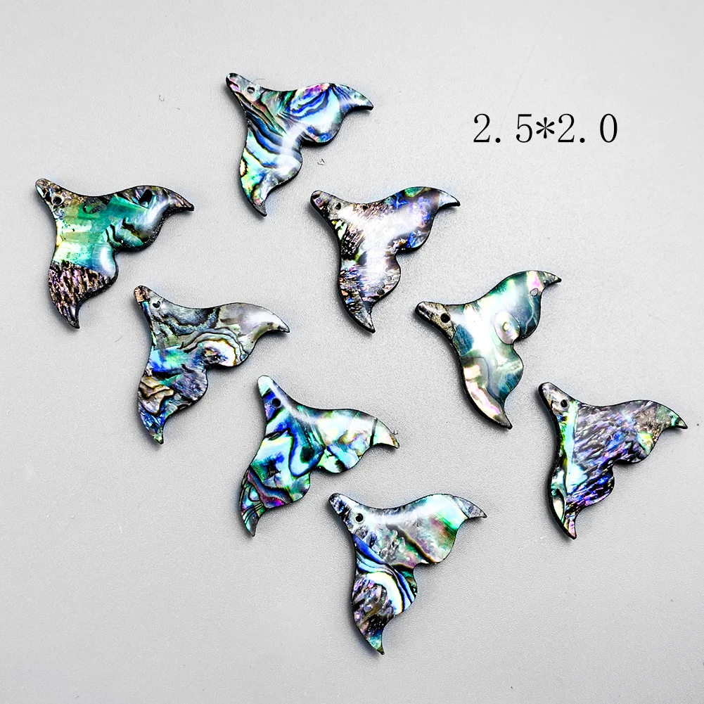2PCS 25mm Natural iridescent lustre Abalone Shell Acrylic Mermaid Tail Charms Ocean DIY Jewelry Handmade Making Accessories