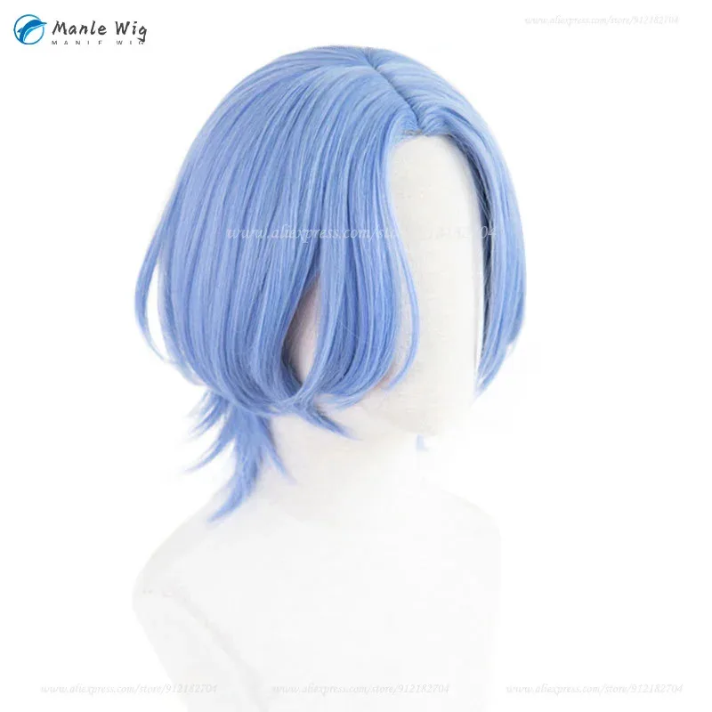 

qq681Anime Cosplay Hasegawa Ranga Blue Short Langa Wigs Heat Resistant Synthetic Hair + Wig Cap