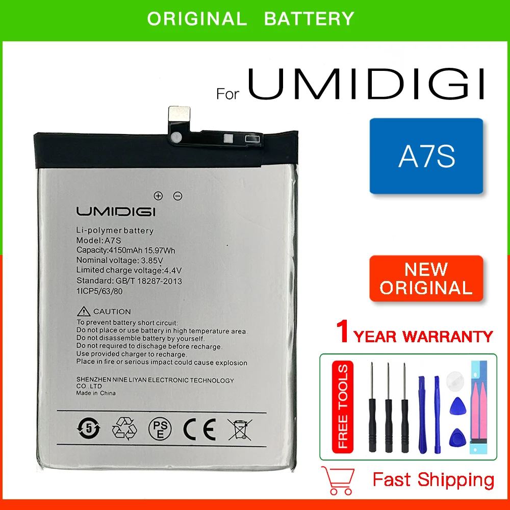 100% Original 4800mAh Replacement Battery For UMI UMIDIGI A7S Mobile Phone Batteries+Tools with Tracking Number