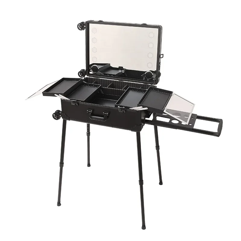 Cosmetic case Follow makeup artist pull rod with led light hidden bracket 22 inches 24 inches makeup artist storage toolbox