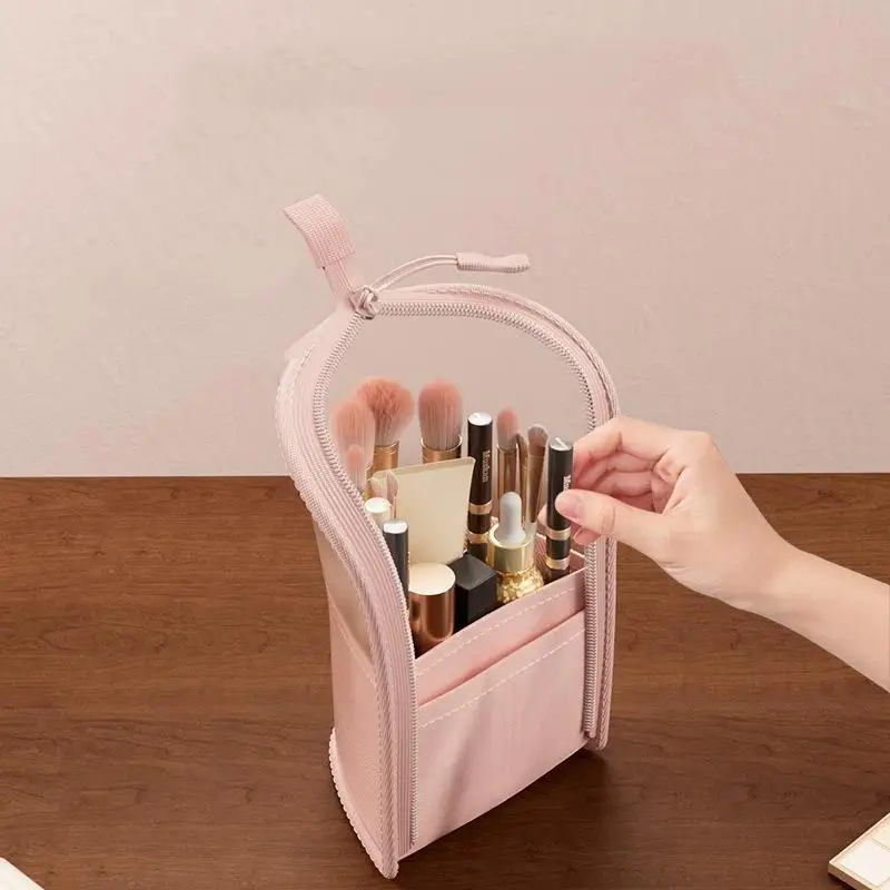 Portable Vertical Makeup Organizer Bag Spacious Design For Eyebrow Pencil Easy Carry Women Cosmetic Storage Pouch