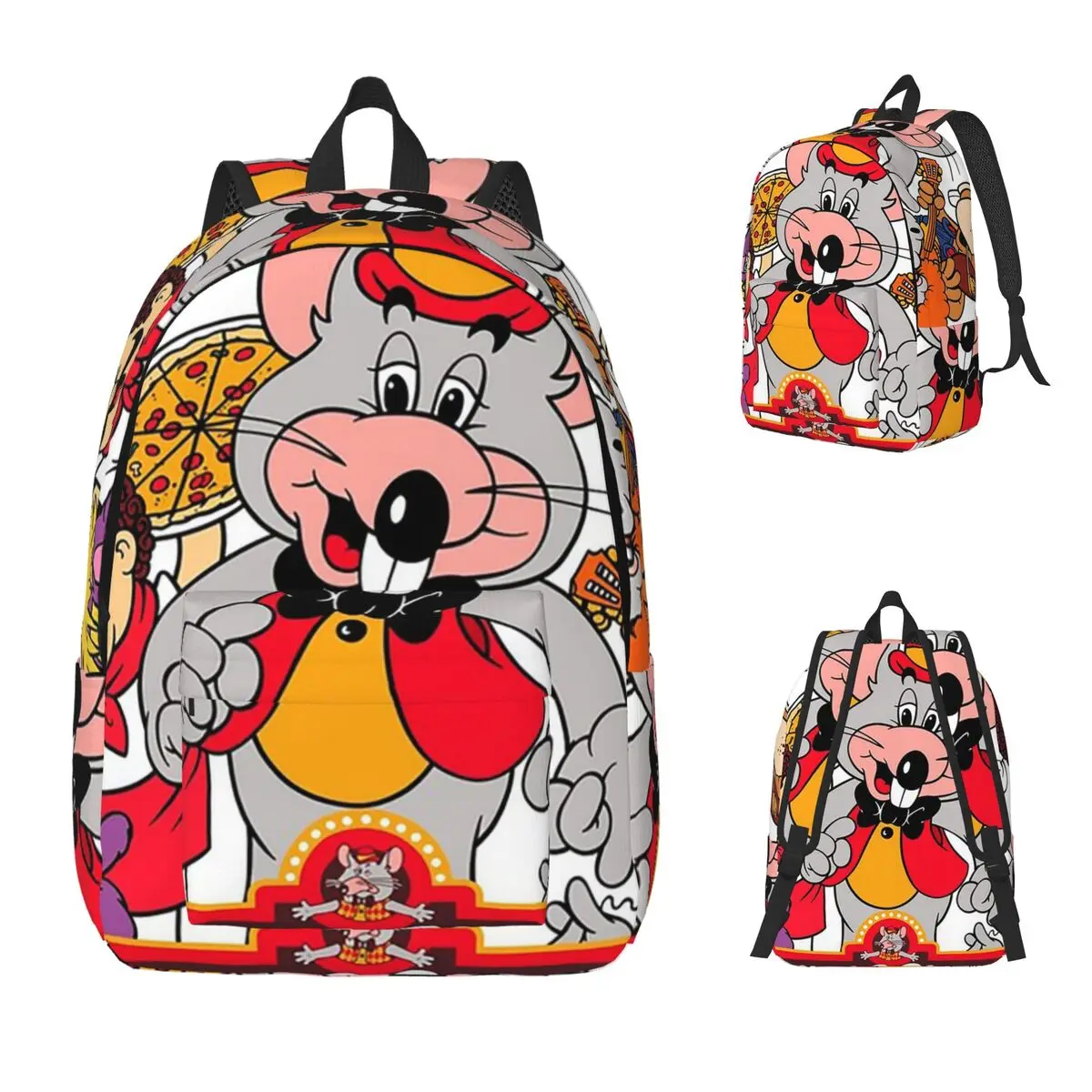 The Rat Chuck E Cheese Backpack Daypack Large Capacity Kids BookBag School Bag Shoulder Bags for Men Women