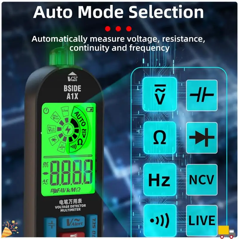 BSIDE A1X Multimeter With Flashlight Live Wire Recognition Meter Voltage Resistance Diode NCV Tester