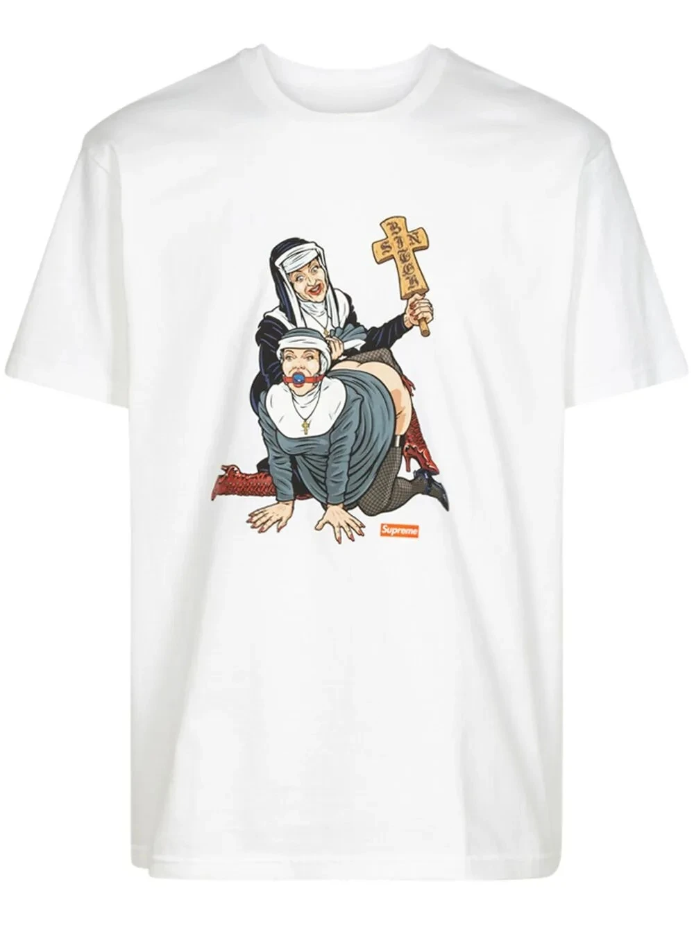 

Supreme Nuns Trend Peripheral Pattern Printing Summer Luxury Brand Cotton Men's and Women's T-Shirts Short Sleeves