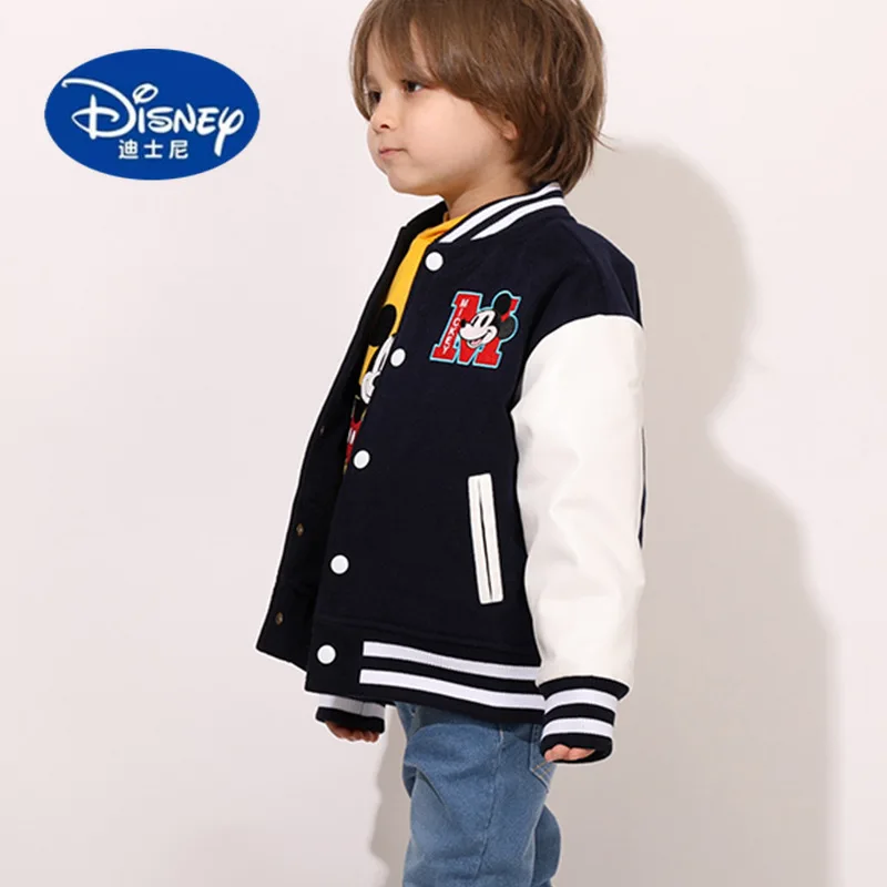 سترة ديزني للأطفال |   تيري نمط البيسبول القطن |   ملابس خارجية للربيع/الخريف بطباعة كرتونية