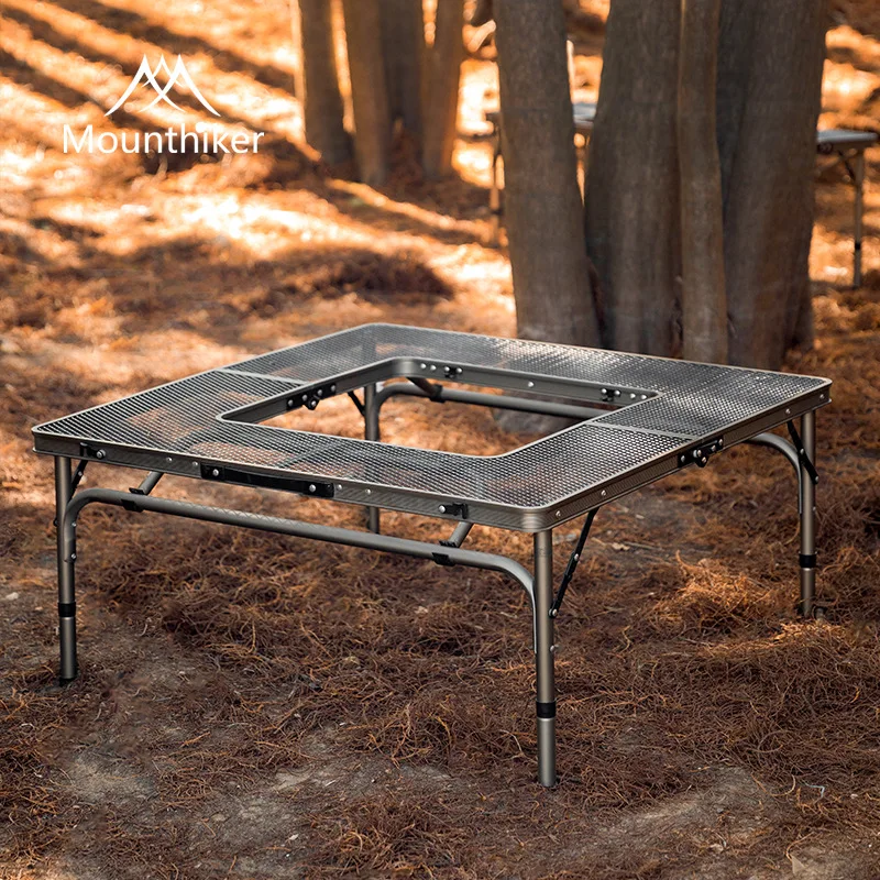 MOUNTAINHIKER Outdoor Combination Table Folding Detachable Rounding Table Camping Table Portable BBQ Cooking Kitchen Iron Table