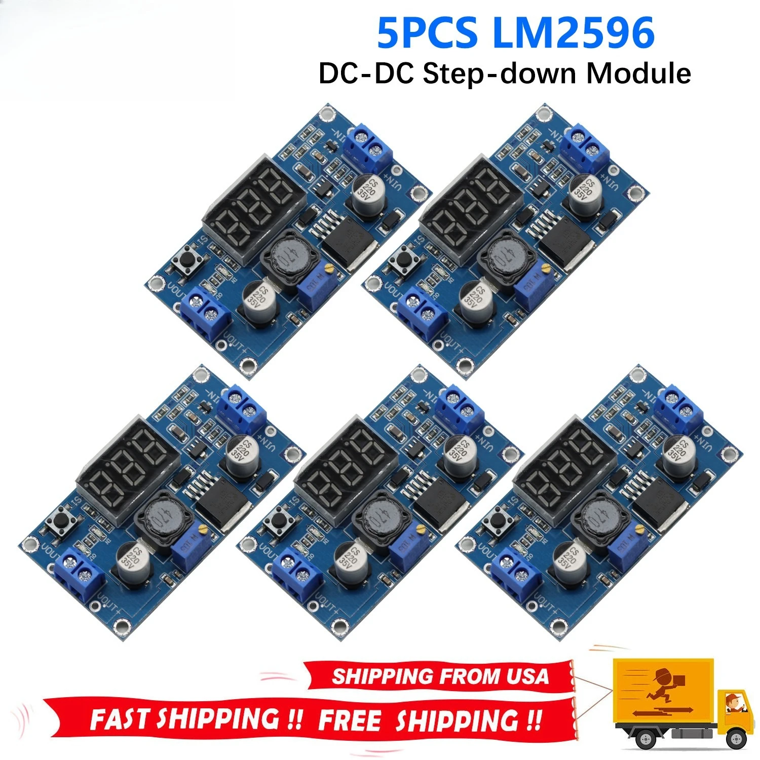 5-Piece LM2596 DC Voltage Regulator Buck Converter Power Supply Buck Module