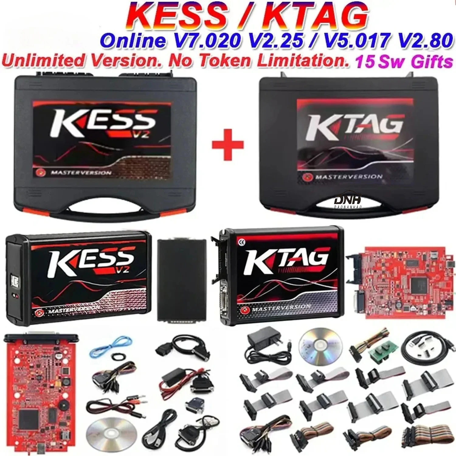 2026 EU Red KESS V5.017 KTAG V7.020 Online V2.80 Unlimited ECU Chip Tuning Programmer Murata Filter Car Truck OBD2 BDM Tool