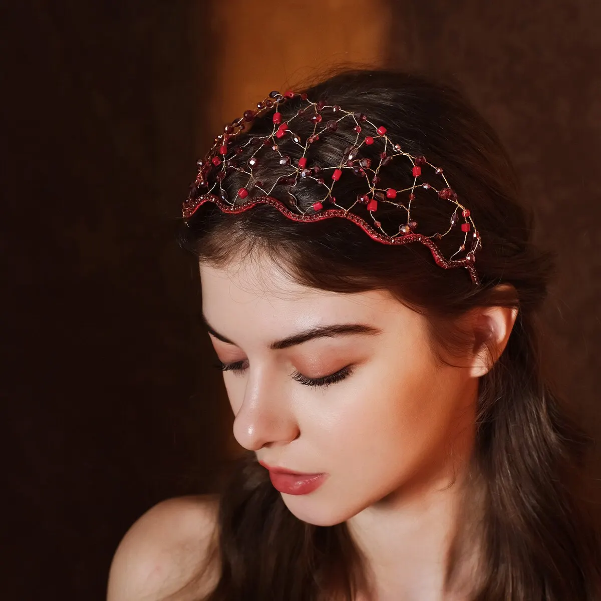 Bride's Wedding Fashion Arabic Hairband Handmade Black Bead Fashion Girls Headband Headpieces Hair Accessories Wholesale