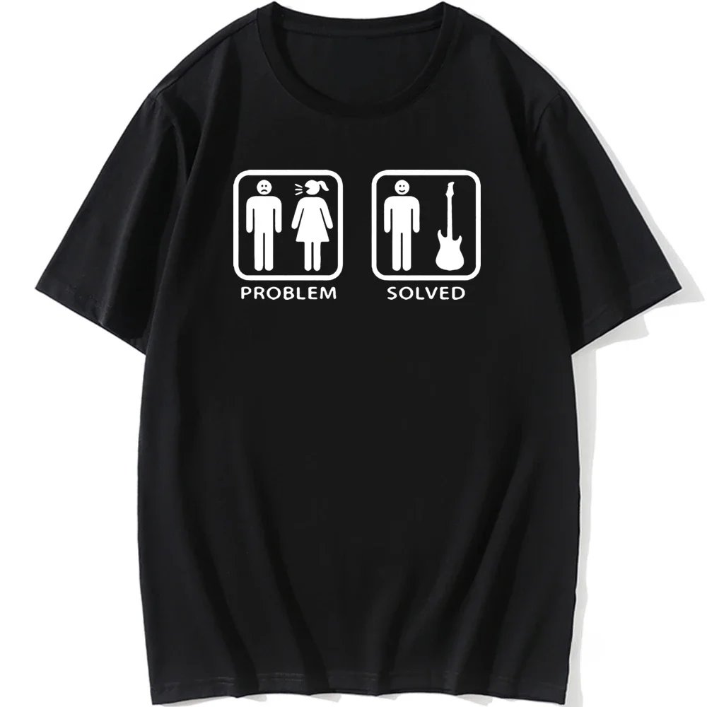 Men Electric Acoustic Bass Player Evolution of A Guitarist Casual Style Band T-shirt Cool Funny Problem Solved Guitar T Shirt