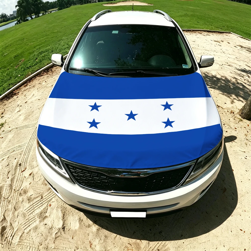 130x160cm Honduras Car Hood Cover Flag, Elastic Windproof Patriotic Bonnet Banner Cheer for the competition