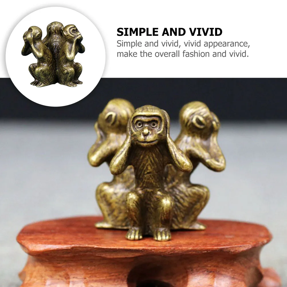 

Copper Monkey Figurines Pure Home Office Decor See No Evil Statue Handcrafted Monkey Ornaments For Restaurant Hotel Home