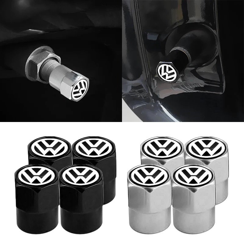 Car Wheel Tire Valve Caps Tyre Rim Stem Covers Airdust Waterproof For Volkswagen Touran Golf-4 5 6 7 Passat Polo MK4 Bora Altea