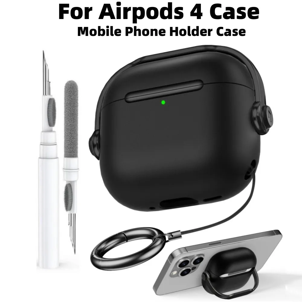 New Case For Airpods 4 2024 Case with Cleaning Kit Lanyard Creative Mobile Phone Holder Locking Earphone Cover For AirPod Pro 2