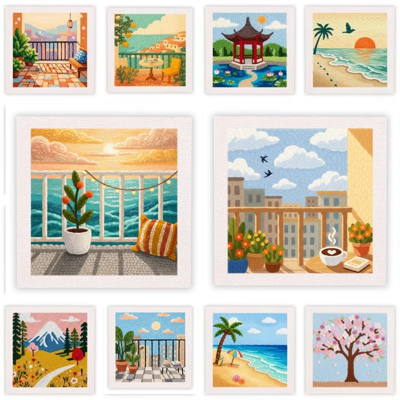 

Набор для вышивания панч-нидл 25x25 см, квадратный, для начинающих, с рамкой и тканью, с животным узором, для взрослых, простой в использовании