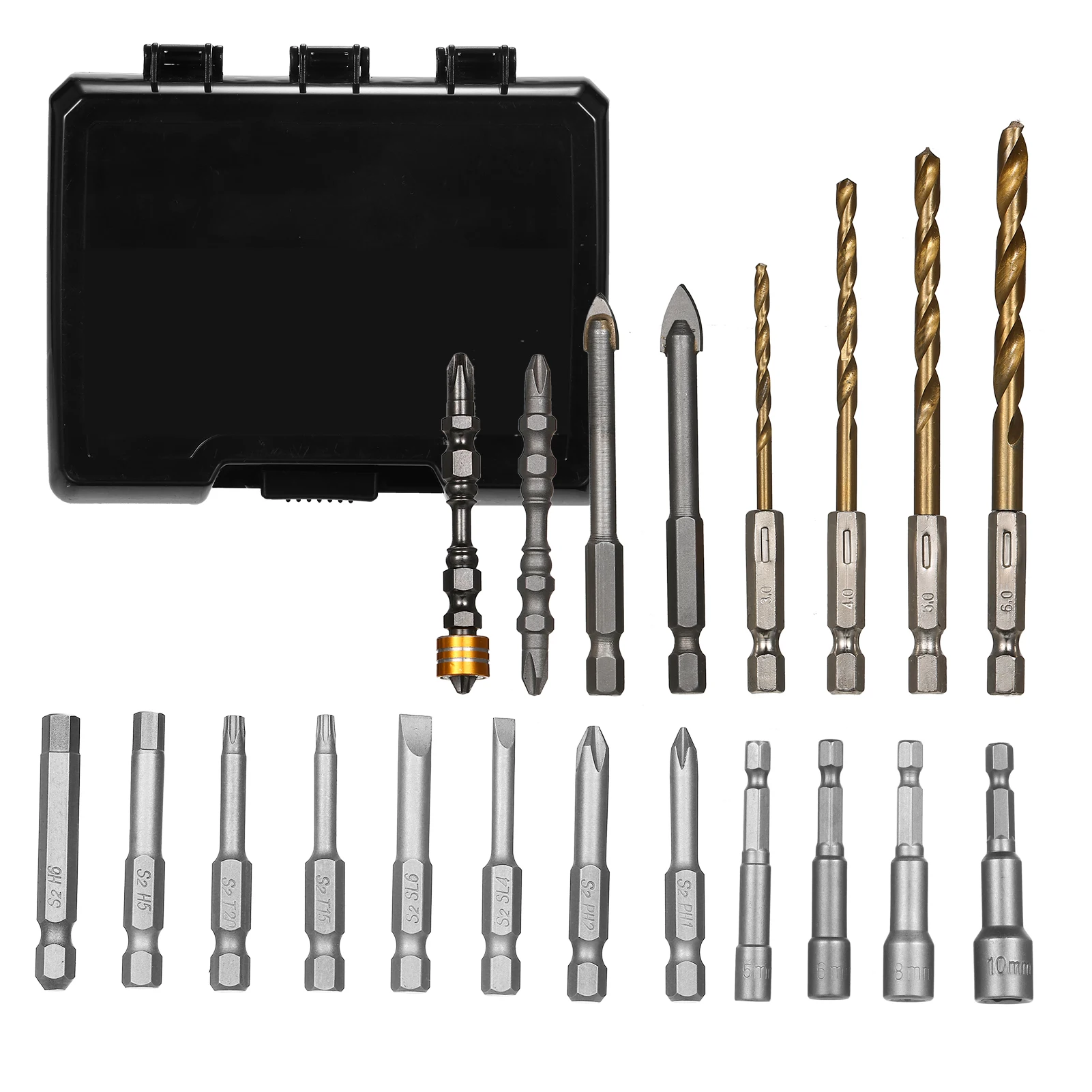 15/20/45PCS Drill Bit Set Screwdriver Bit Set Impact Driver Bit Set for Wood Metal Steel and Security Screwdriver Bits with Case