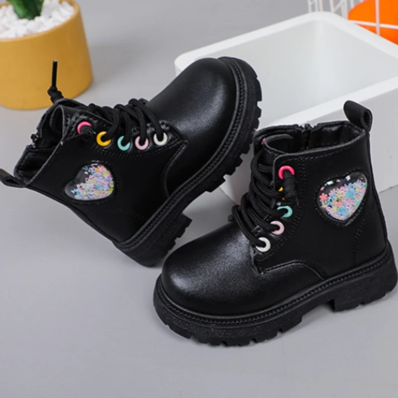 Zapatos Niña Kid Leather Boots 2023New Girl Ankle Boot Anti Slip Boy Single Boots Medium Small Child Short Boot Casual Kid Shoes