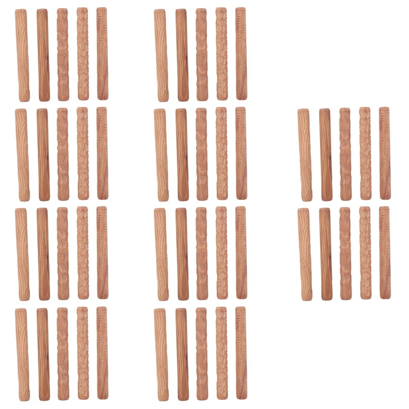 50PCS Pottery Tools Wood Hand Rollers For Clay Clay Stamp Clay Pattern Roller