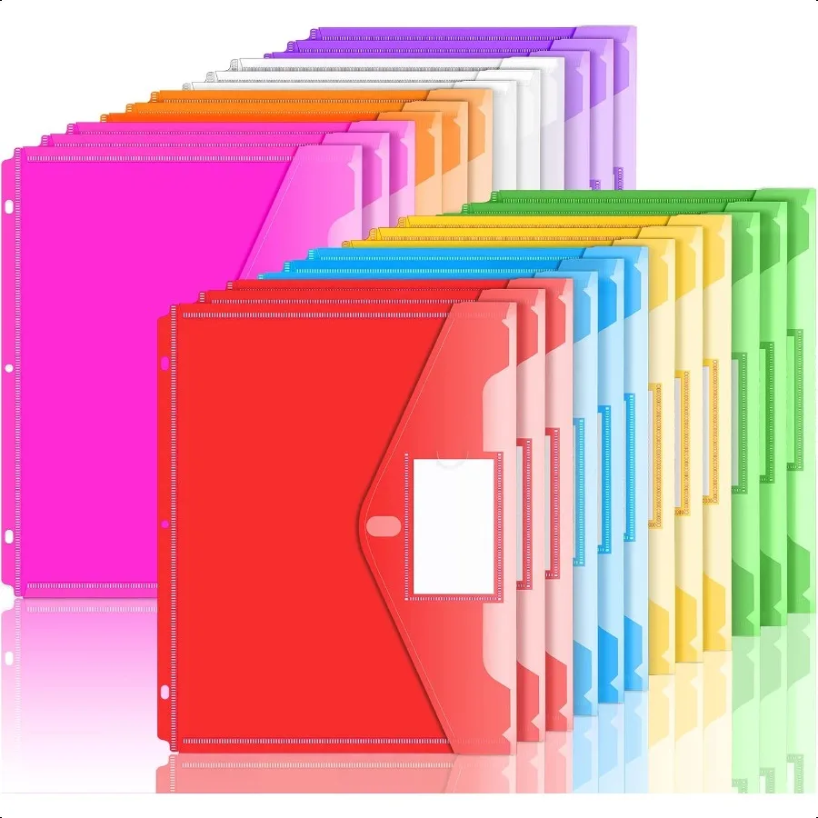 

Binder Pocket 24 Pack er Heavyweight Poly Binder Pocket with Tight Closure Binder Folders Side Loading 3 Ring Binder Pocket Bin