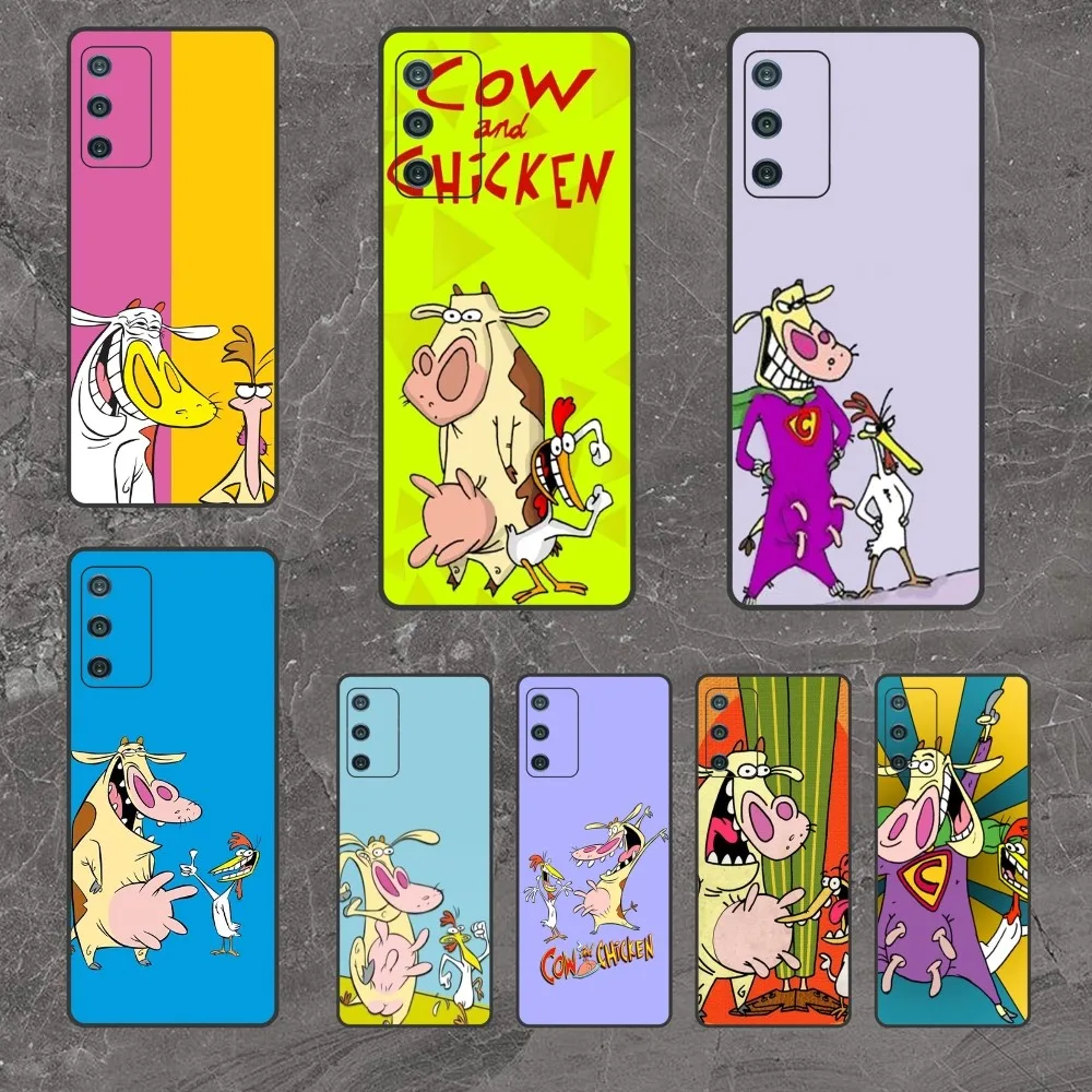 cartoon C-Cow and Chicken Phone Case For Samsung Galaxy A54 A14 A34 A13 A52S A73 A53 A23 A04 A03 M53 A71 A22 A80 A91