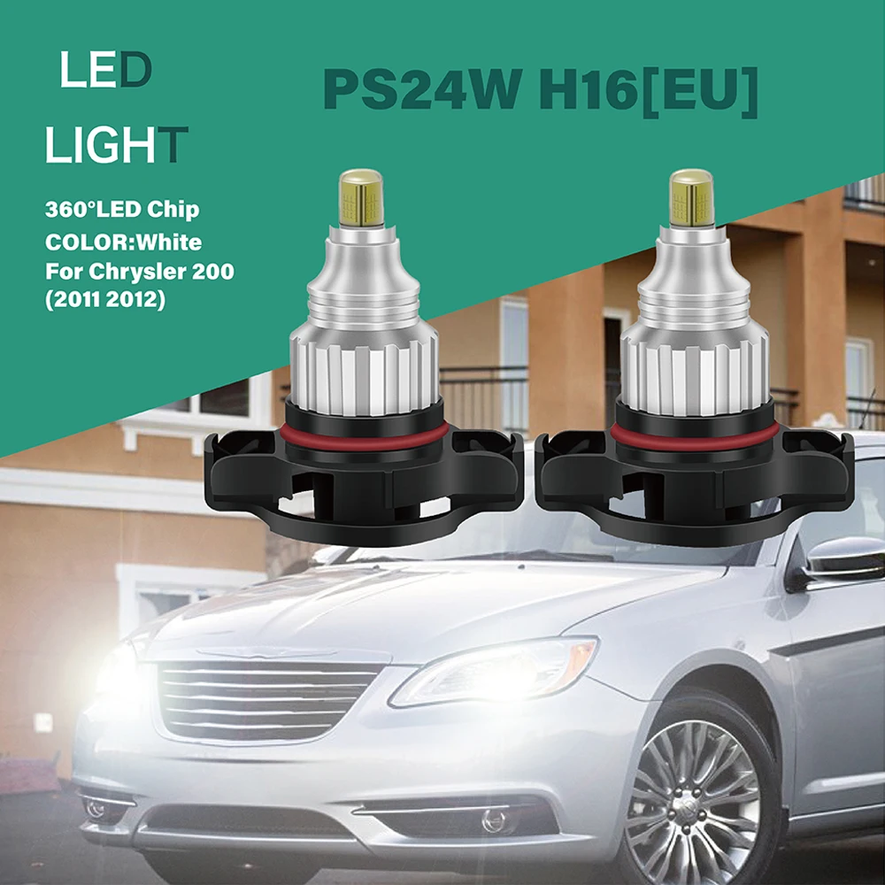 

2Pcs/Set SUNKIA LED For Chrysler 200 (2011 2012) 360 Degree Auto Car LED Light Headlight Bulb PS24W H16(EU) 5201 5202