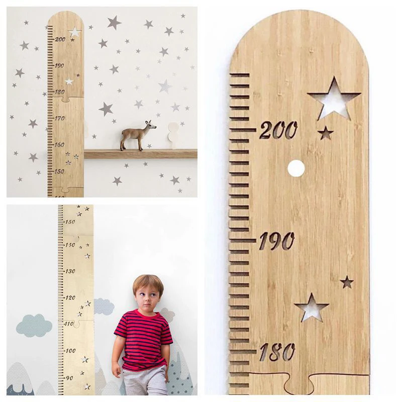 5 Sheets Nordic Wooden Kids Height Growth Chart Ruler Baby Children Height Gauge Room Decoration Wall Meter Measurement Stickers view 6