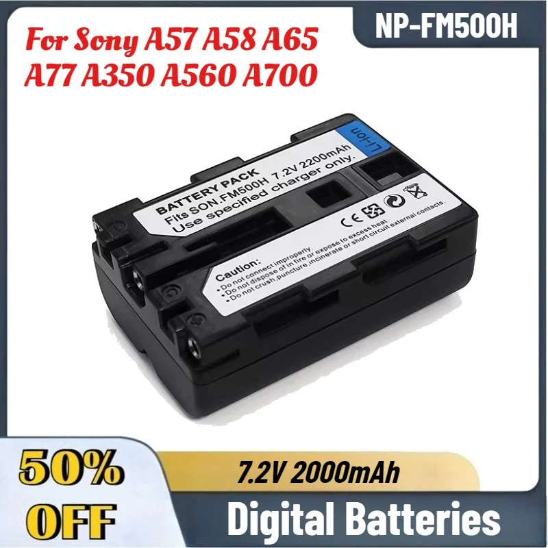 New 7.2V 2000mAh NP-FM500H Battery for Sony A57 A58 A65 A77 A350 A560 A700 Single - Lens Reflex Camera Digital Batteries